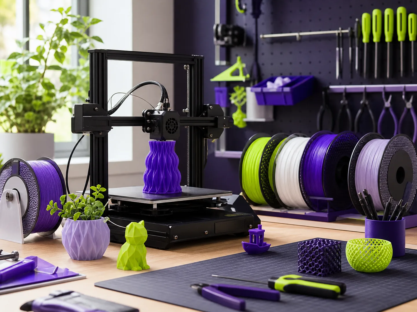 Atelier d’impression 3D avec imprimante FDM et bobines de filament