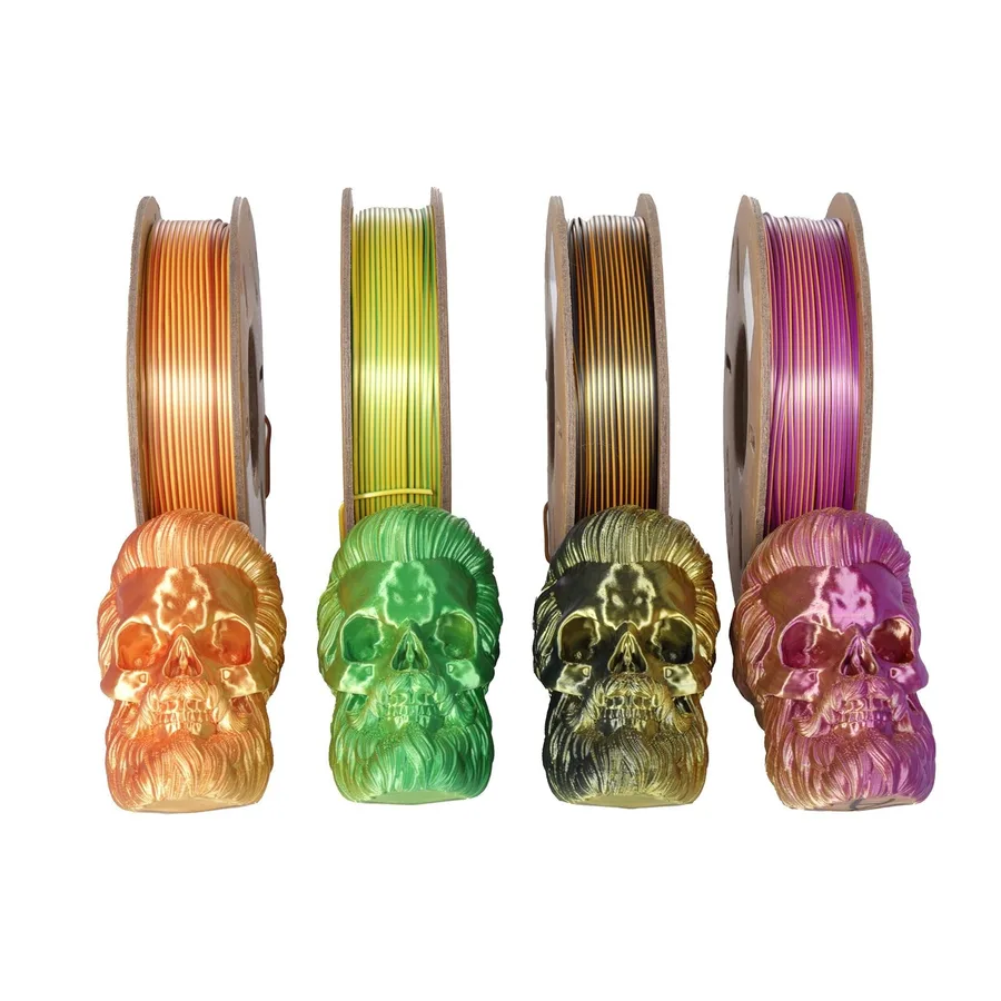 PLA Silk Dual-Color Filament, 1.75mm±0.03mm(250g), Total 4 Rolls